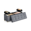 Storage Ottoman – Velvet – Slate Grey – Folding Design with Lid and 112 L Capacity