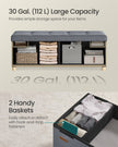 Storage Ottoman – Velvet – Slate Grey – Folding Design with Lid and 112 L Capacity
