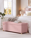 Storage Ottoman – Velvet – Jelly Pink – Folding Design with Lid, 112 L Capacity