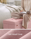 Storage Ottoman – Velvet – Jelly Pink – Folding Design with Lid, 112 L Capacity
