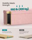 Storage Ottoman – Velvet – Jelly Pink – Folding Design with Lid, 112 L Capacity