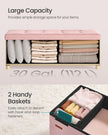 Storage Ottoman – Velvet – Jelly Pink – Folding Design with Lid, 112 L Capacity