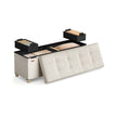 Storage Ottoman – Velvet – Cappuccino Beige – Folding Design with Lid, 112 L Capacity