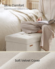 Foldable Storage Ottoman – Velvet – Cappuccino Beige – 112 L Capacity with Lid