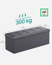 Storage Ottoman – Fabric – Dark Grey – Foldable with Storage, 110 cm