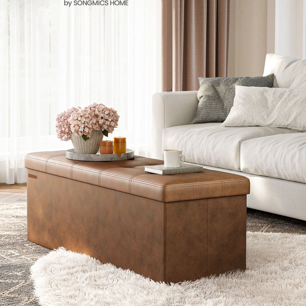 Storage Ottoman – Fabric – Coffee Brown – Foldable with Storage Capacity up to 300 kg