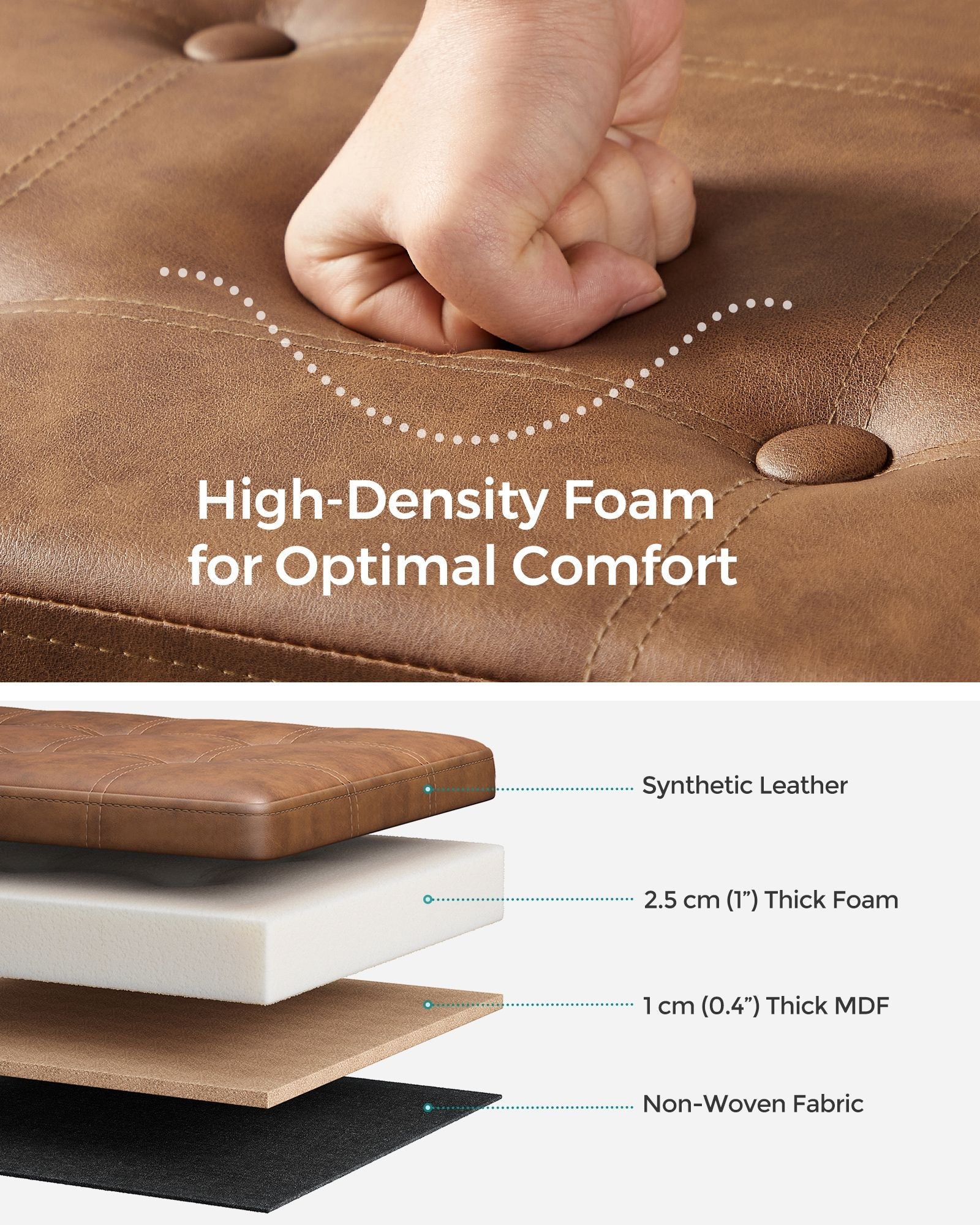 Storage Ottoman – Fabric – Coffee Brown – Foldable with Storage Capacity up to 300 kg