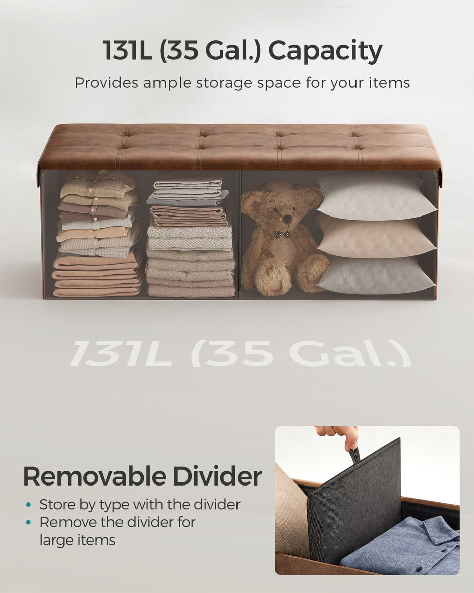 Storage Ottoman – Fabric – Coffee Brown – Foldable with Storage Capacity up to 300 kg