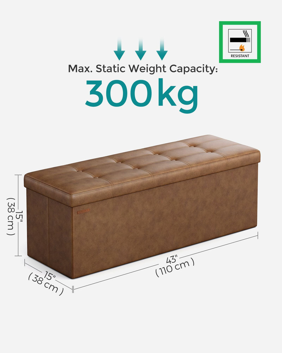 Storage Ottoman – Fabric – Coffee Brown – Foldable with Storage Capacity up to 300 kg