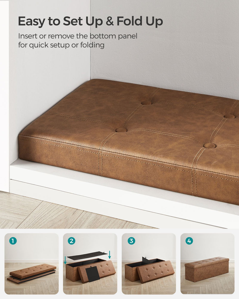 Storage Ottoman – Fabric – Coffee Brown – Foldable with Storage Capacity up to 300 kg