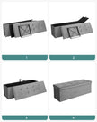 Folding Storage Ottoman – Velveteen – Grey – 120L Capacity Footstool and Shoe Bench