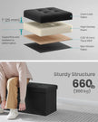 Foldable Storage Bench – Padded – Ink Black – Flip-Up Lid, 300 kg Load Capacity