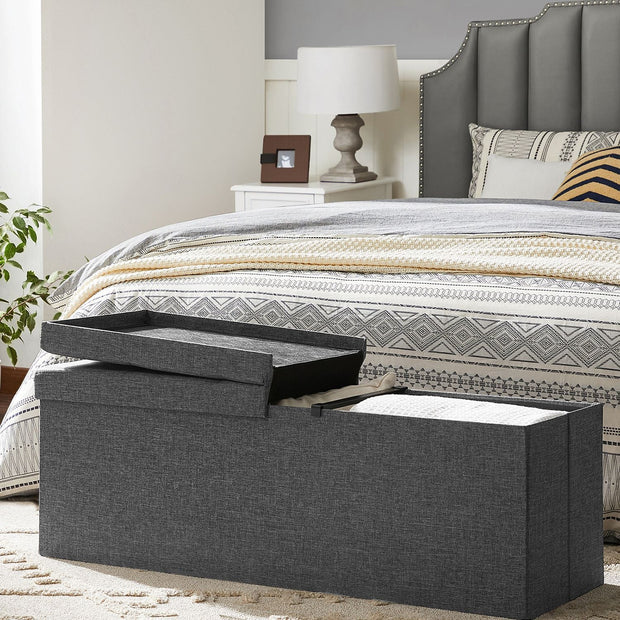 Storage Ottoman – Fabric – Dark Grey – 120L Capacity with Flip-Up Lid