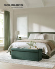 Foldable Storage Ottoman – Fabric – Retro Green – Padded, 120L Capacity