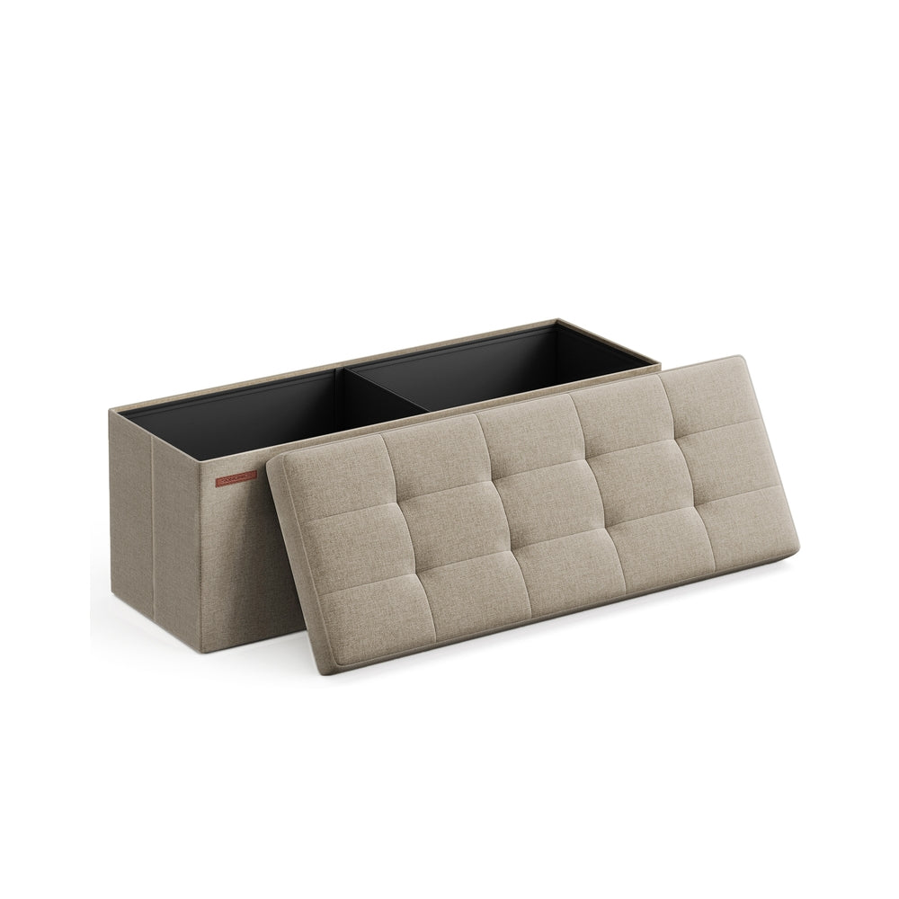 Foldable Storage Ottoman – Fabric – Camel Brown – Space-saving Design