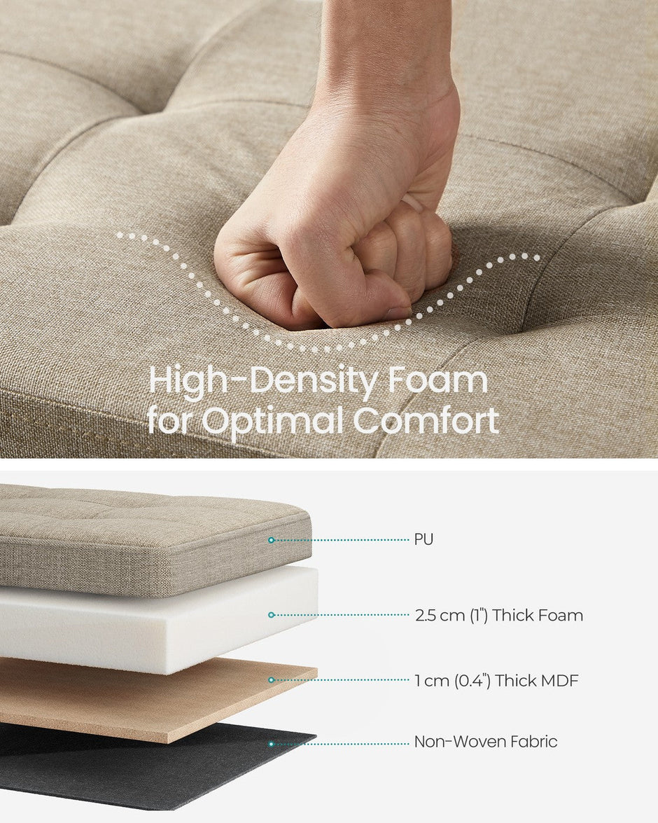 Foldable Storage Ottoman – Fabric – Camel Brown – Space-saving Design
