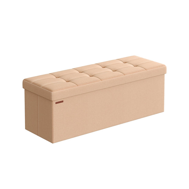 Storage Ottoman Bench – Fabric – Ink Black – Foldable with Storage and Foot Rest