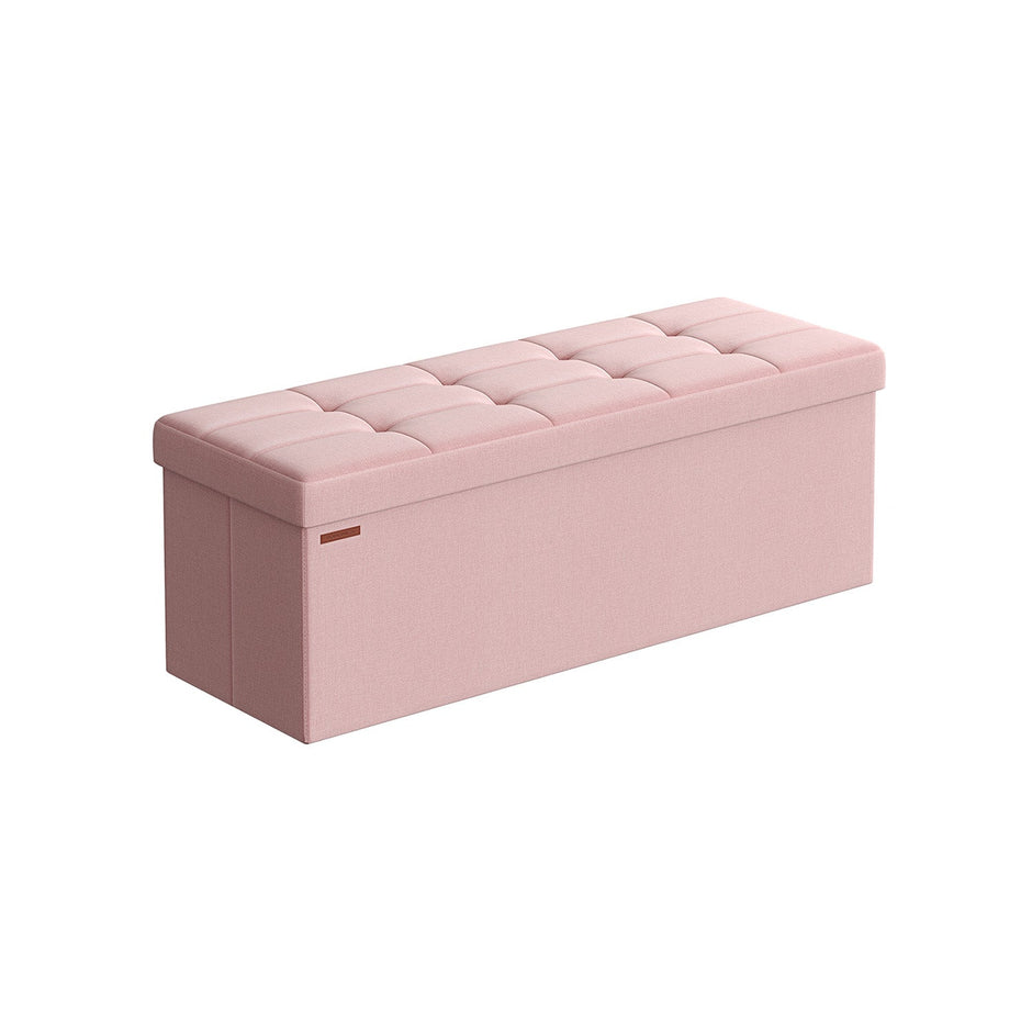 Foldable Storage Ottoman – Fabric – Jelly Pink – Space-Saving Design