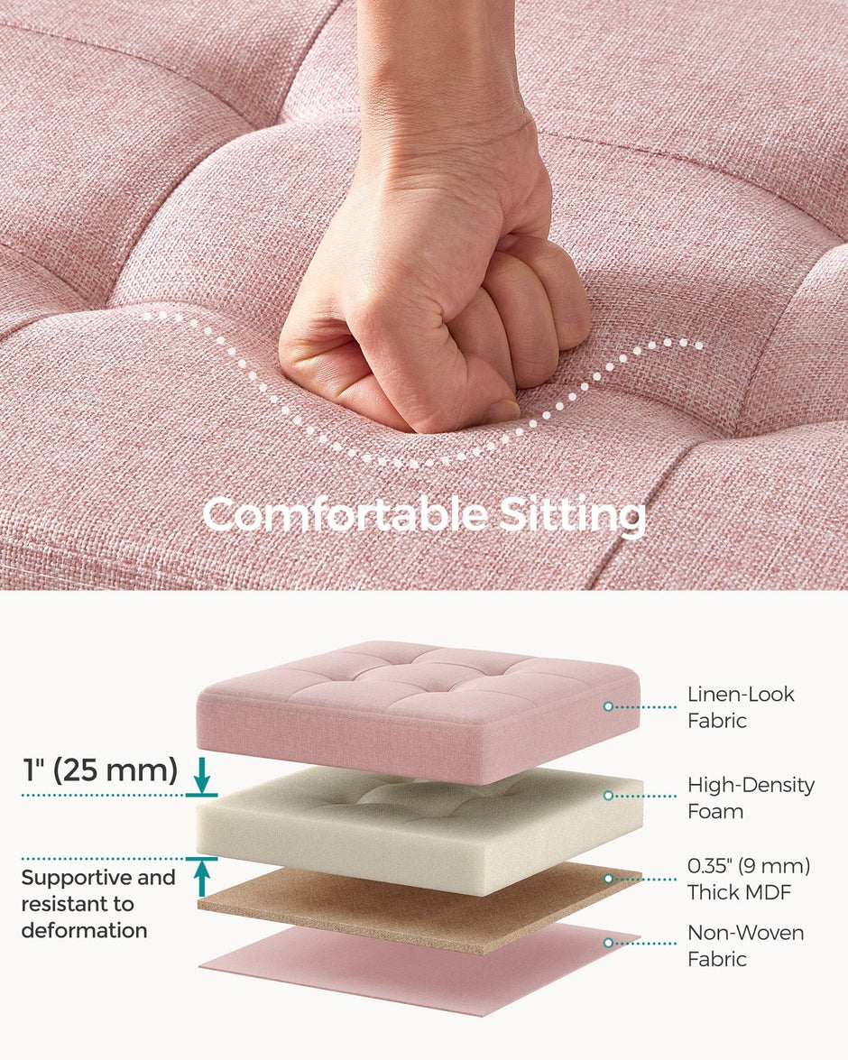 Foldable Storage Ottoman – Fabric – Jelly Pink – Space-Saving Design