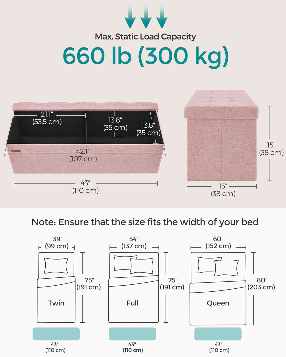 Foldable Storage Ottoman – Fabric – Jelly Pink – Space-Saving Design