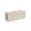 Foldable Storage Ottoman – Fabric – Cream White – Multi-Functional Footrest with 300 kg Capacity