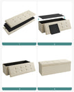Foldable Storage Ottoman – Fabric – Cream White – Multi-Functional Footrest with 300 kg Capacity