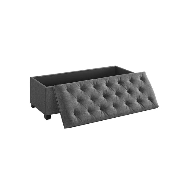 Storage Ottoman – Fabric – Dark Grey – Foldable with Legs and High Load Capacity