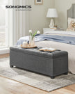Storage Ottoman – Fabric – Dark Grey – Foldable with Legs and High Load Capacity