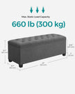 Storage Ottoman – Fabric – Dark Grey – Foldable with Legs and High Load Capacity