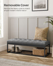 Storage Ottoman – Fabric – Dark Grey – Foldable with Legs and High Load Capacity