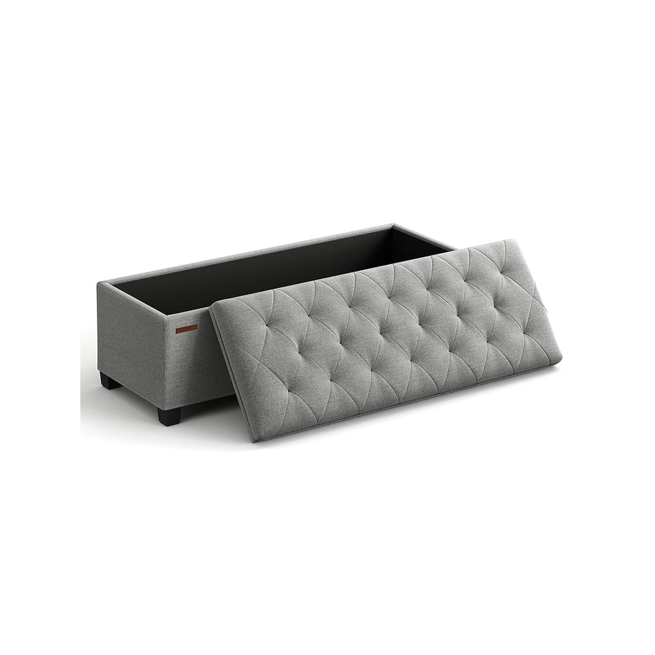 Storage Ottoman – Fabric – Light Grey – Foldable with Feet