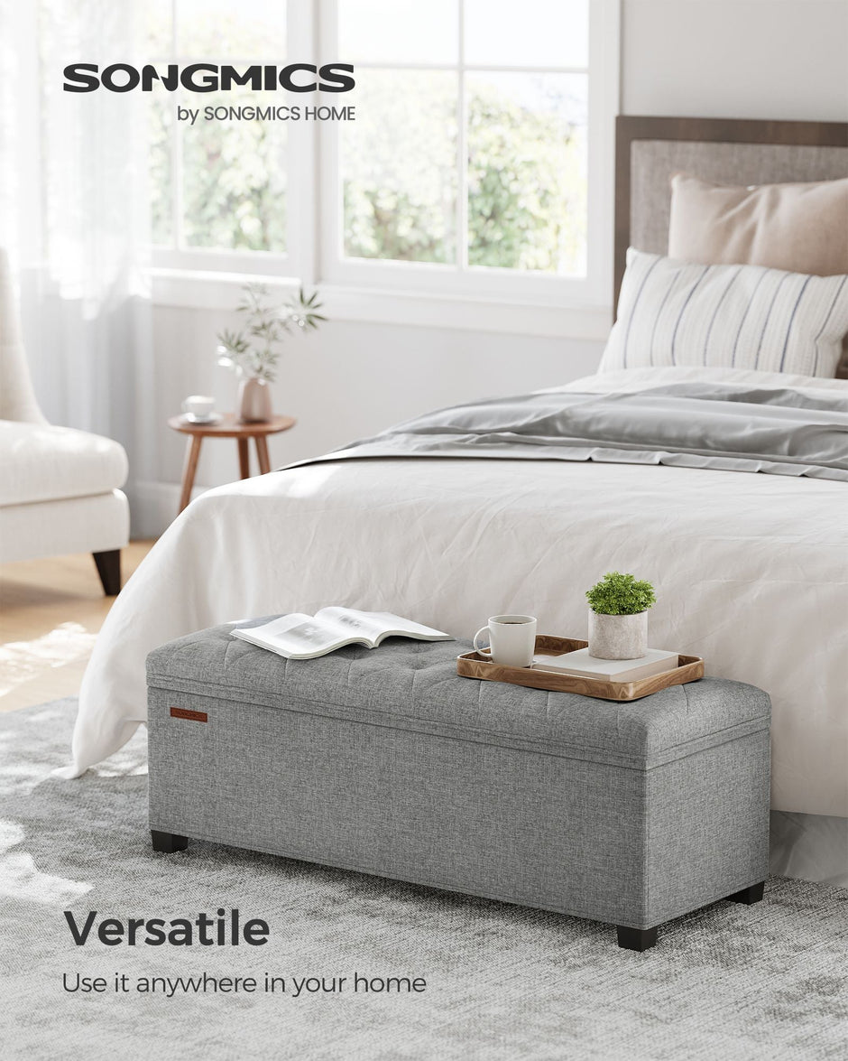 Storage Ottoman – Fabric – Light Grey – Foldable with Feet