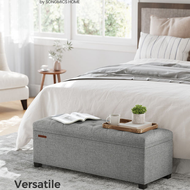 Storage Ottoman – Fabric – Light Grey – Foldable with Feet