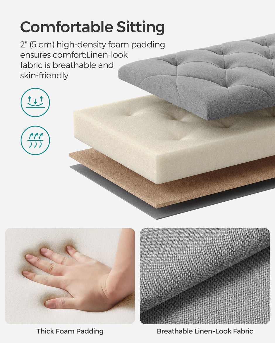 Storage Ottoman – Fabric – Light Grey – Foldable with Feet