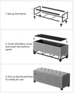 Storage Ottoman – Fabric – Light Grey – Foldable with Feet