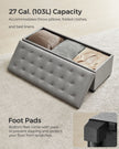 Storage Ottoman – Fabric – Light Grey – Foldable with Feet