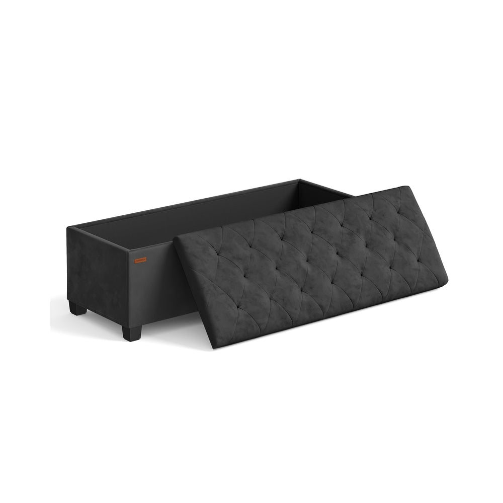 Storage Ottoman Bench – Fabric – Dark Grey – Foldable with Storage and High Weight Capacity