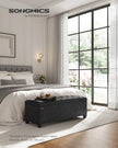 Storage Ottoman Bench – Fabric – Dark Grey – Foldable with Storage and High Weight Capacity