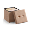 Folding Storage Ottoman – Fabric – Camel Brown – Removable Lid, 38 x 38 x 38 cm