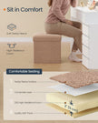 Folding Storage Ottoman – Fabric – Camel Brown – Removable Lid, 38 x 38 x 38 cm