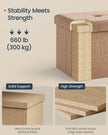 Folding Storage Ottoman – Fabric – Camel Brown – Removable Lid, 38 x 38 x 38 cm