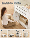 Folding Storage Ottoman – Fabric – Cream White – Removable Lid, Load Capacity 300 kg