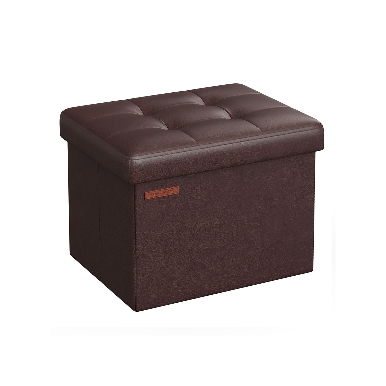 Foldable Ottoman – Fabric – Chestnut Brown – Cube Storage Design