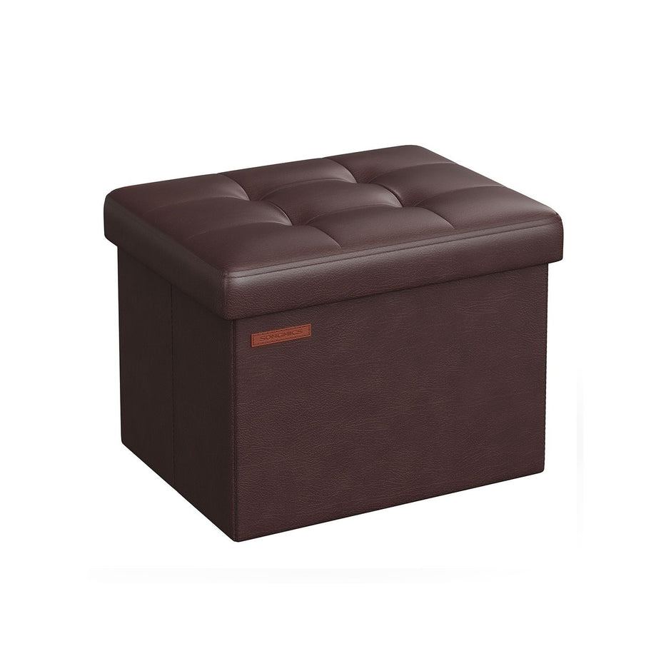 Foldable Ottoman – Fabric – Chestnut Brown – Cube Storage Design