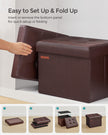 Foldable Ottoman – Fabric – Chestnut Brown – Cube Storage Design