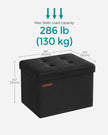 Foldable Storage Ottoman – Fabric – Ink Black – Compact Foot Rest with Storage