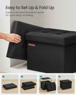 Foldable Storage Ottoman – Fabric – Ink Black – Compact Foot Rest with Storage