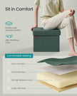 Small Foldable Storage Ottoman – Fabric – Retro Green – Versatile Foot Rest with Storage