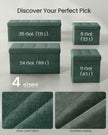 Small Foldable Storage Ottoman – Fabric – Retro Green – Versatile Foot Rest with Storage