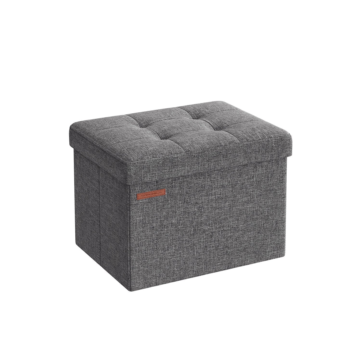 Foldable Storage Ottoman – Fabric – Light Grey – Space-Saving Design